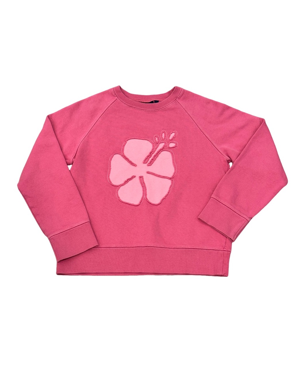Mini Boden Pink Hibiscus Flower Crew Neck Sweatshirt Size 9 - 10